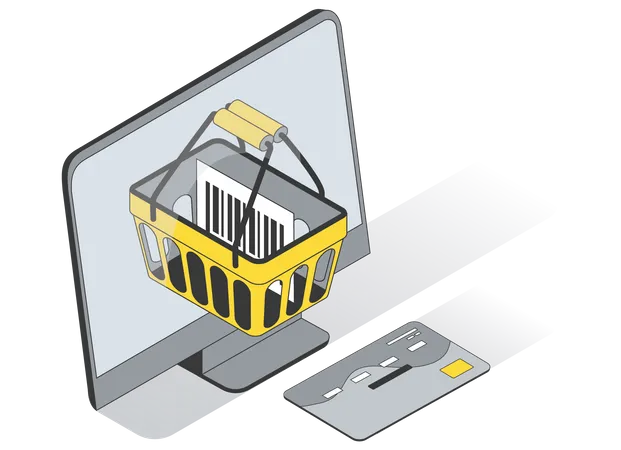 Zahlung beim Online-Einkauf per Karte  Illustration