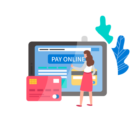 Bezahlung von Online-Einkäufen per Kartenzahlung  Illustration