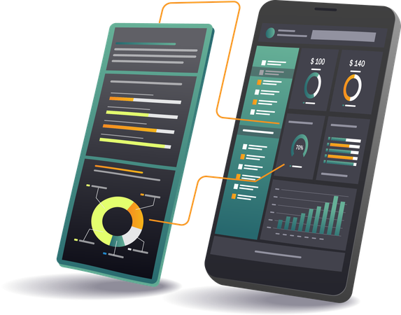 Online showcasing dashboard for business analysis and performance metrics  Illustration