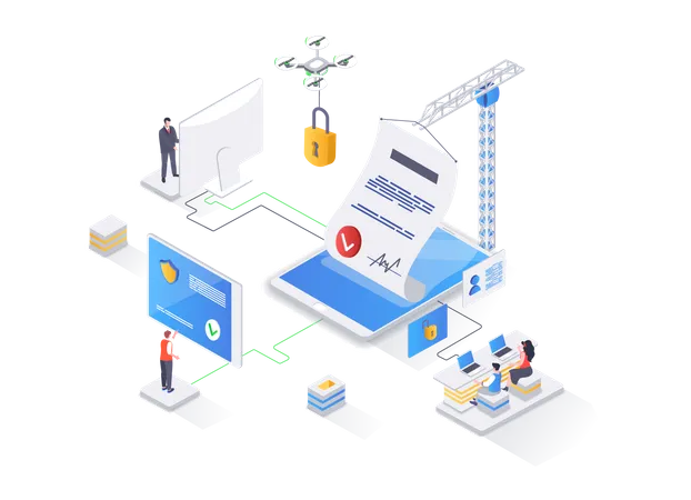 Online sign contract or documents technology  Illustration