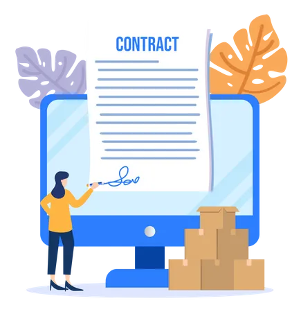 Online singing Business Contract  Illustration