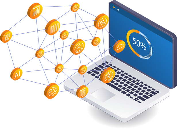 Online social media business network performance  Illustration