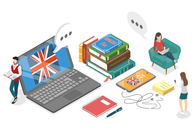 Online-Sprachkurse  Illustration