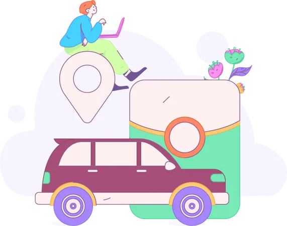 Online-Stadttaxi-Service  Illustration