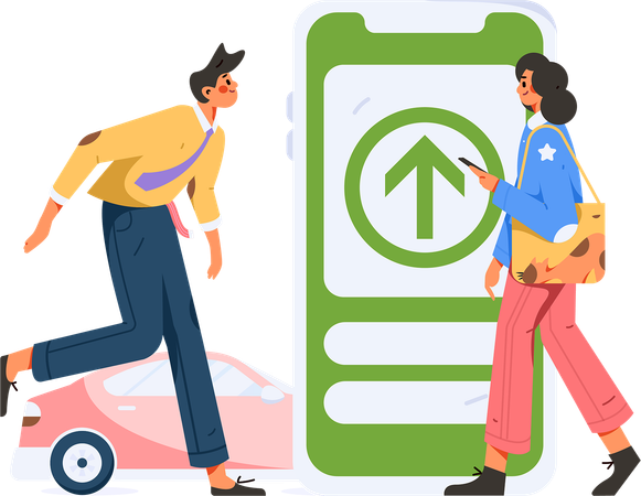 Online-Stadttaxi-Service  Illustration