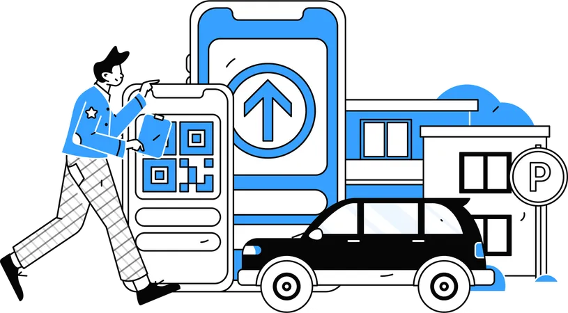 Online-Stadttaxi-Service  Illustration