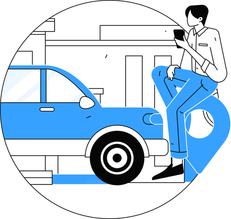 Online-Stadttaxi-Service  Illustration