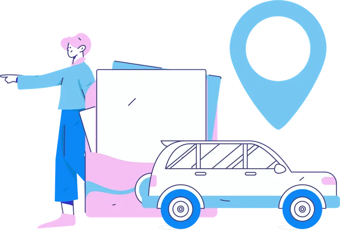 Online-Stadttaxi-Service  Illustration