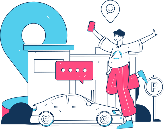 Online-Stadttaxi-Service  Illustration