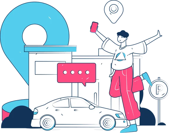 Online-Stadttaxi-Service  Illustration