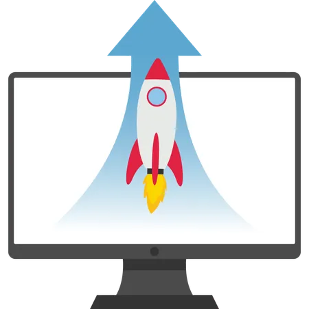 Spaceship Rocket Taking Off Startup Development Idea Process Business Growth Illustration