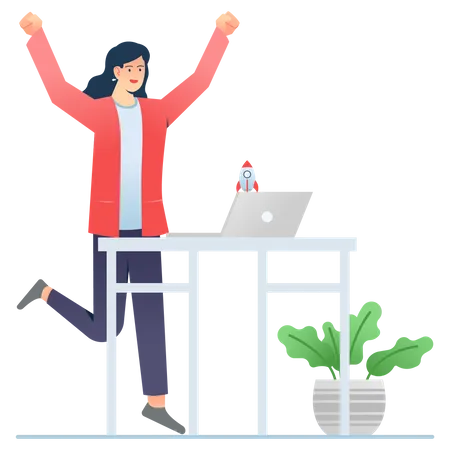 Online Startup Launch  Illustration
