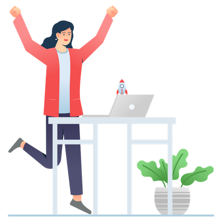 Online Startup Launch  Illustration