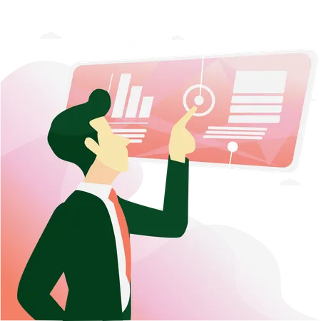 Abstract Businessman Touching And Showing Smartphone Display To Check Mark Cartoon Character Vector Illustration Illustration