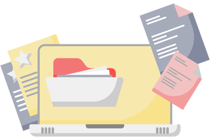 Online storage of business document folder  Illustration