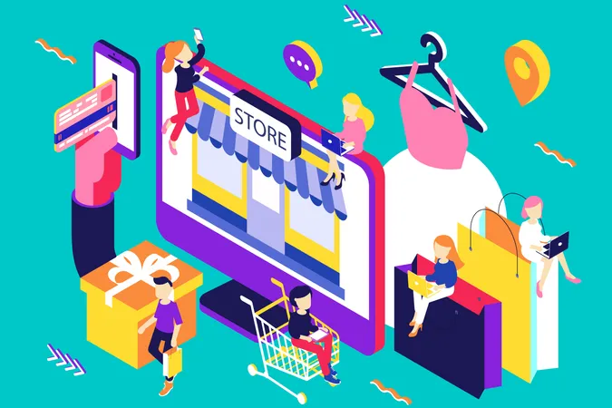 Online Store and shopping Illustration