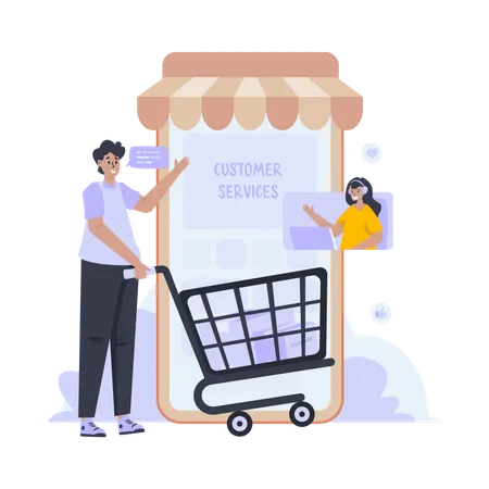 Illustration Online Shop Customer Services Support Concept Illustration