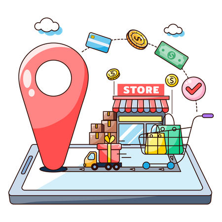 Online Store Location Illustration