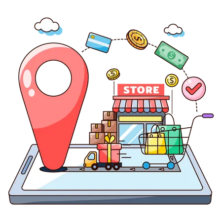 Online Store Location Illustration