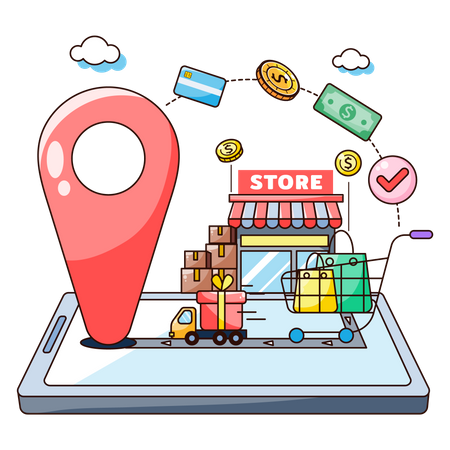 Online Store Location  Illustration