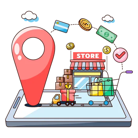 Online Store Location  Illustration