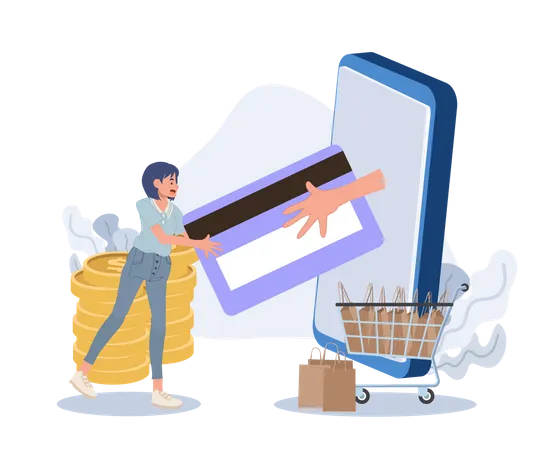 Online Store Payment Bank Credit Cards Accept E Paying Concept Digital Pay Technology And Modern Retail Vector Illustration Illustration