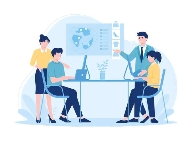 Online Store Strategy Analysis Business Meeting Trending Concept Flat Illustration Illustration