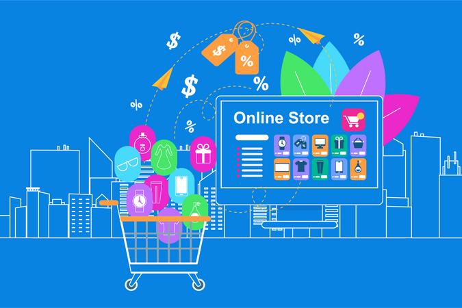 Online Store website and Mobile Application  Illustration