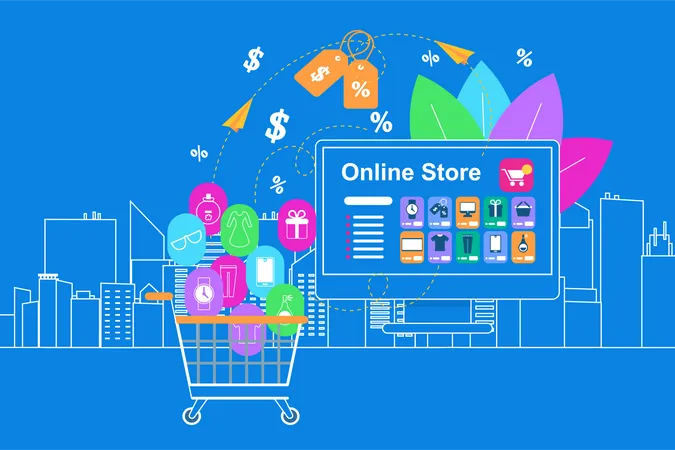 Online Store website and Mobile Application  Illustration