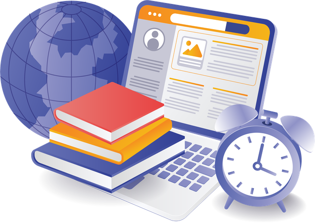 Online study reminder clock  Illustration