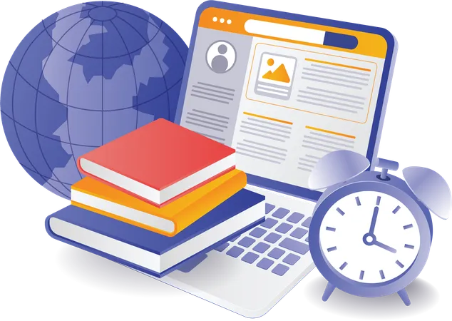 Online study reminder clock  Illustration