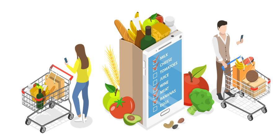 Online-Supermarkt  Illustration