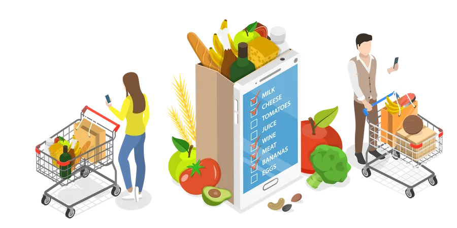 Online-Supermarkt  Illustration