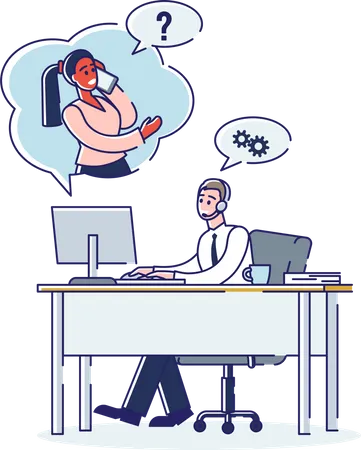 Online Support and Customer Service Illustration