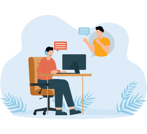 Online Support services provided by employee  Illustration