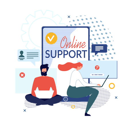 Banner für Online-Support und virtuellen Hilfedienst  Illustration