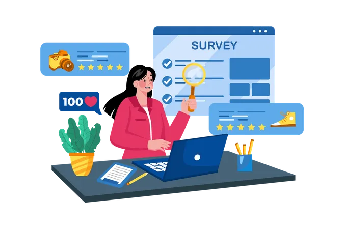 Businesses Understand Customer Needs Through Surveys Illustration