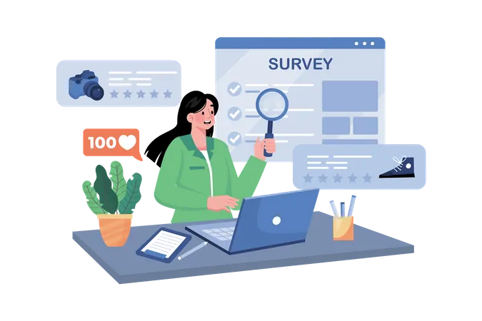 Businesses Understand Customer Needs Through Surveys Illustration