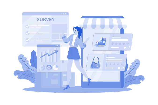 Online surveys helping in market research  Illustration