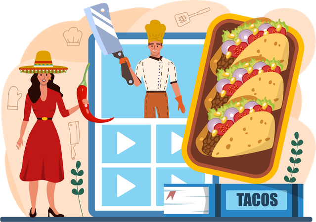 Online tacos recipe  Illustration