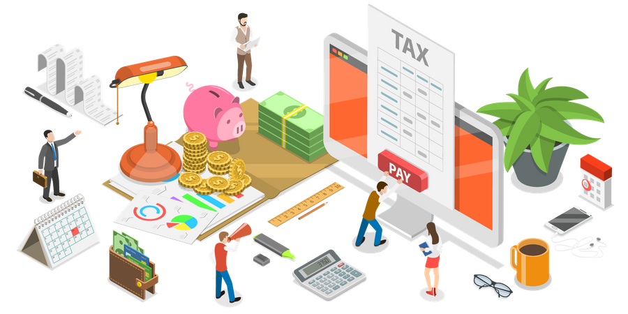 Online tax filing Illustration