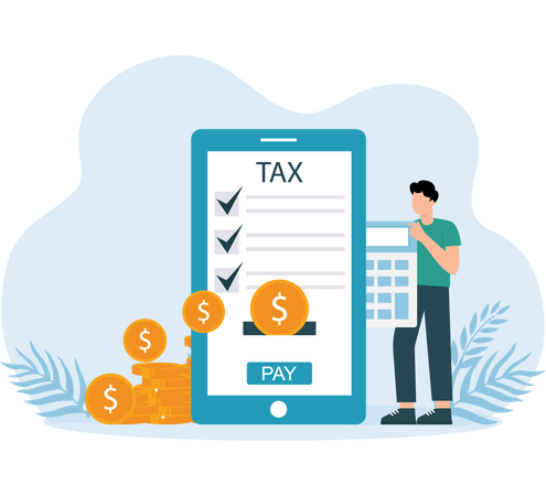 Online Tax paid by businessman  Illustration