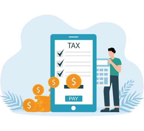 Online Tax paid by businessman  Illustration