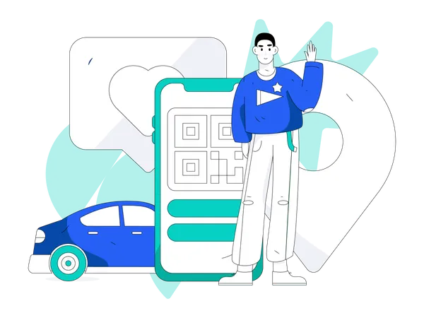 Online taxi booking  Illustration
