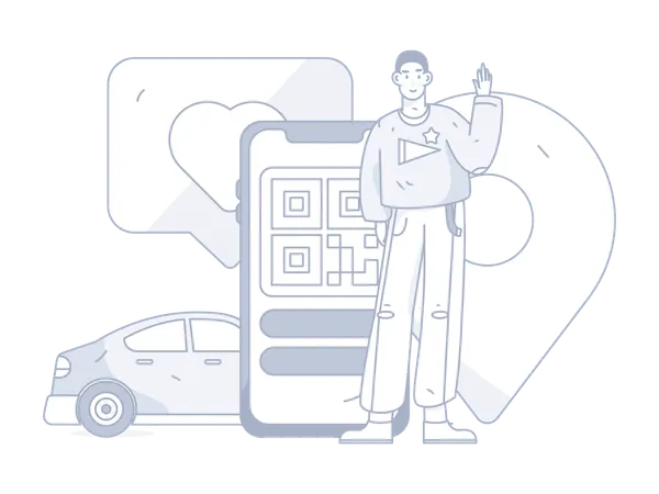 Online taxi booking  Illustration