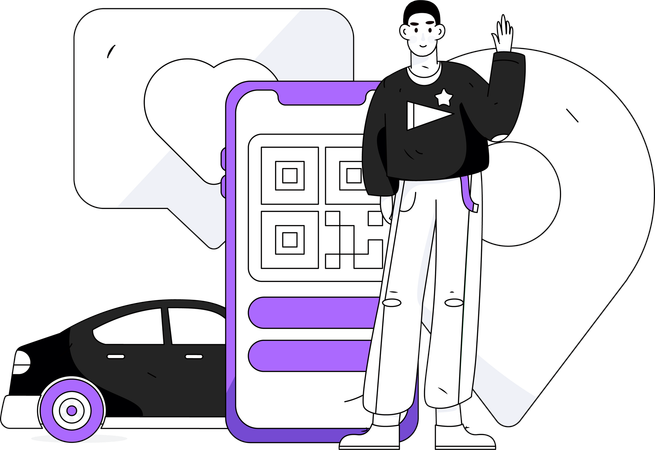 オンラインタクシー予約  イラスト