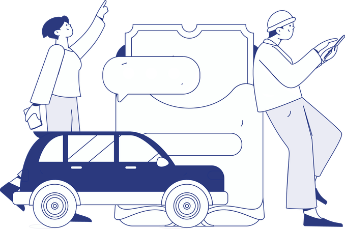 オンラインタクシー予約  イラスト