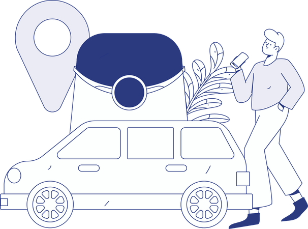 オンラインタクシー予約  イラスト