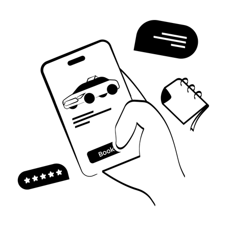 オンラインタクシー予約  イラスト