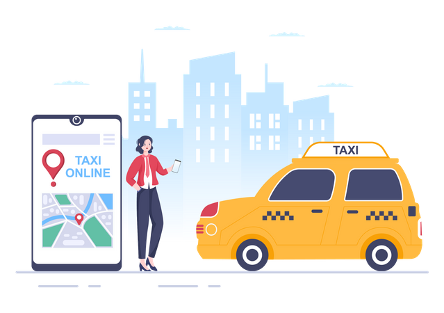 Online taxi booking Illustration